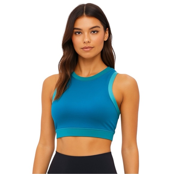 NWOT Beach Riot Gwynn Color Block Top XS Teal Blue Racerback Activewear - Picture 1 of 6